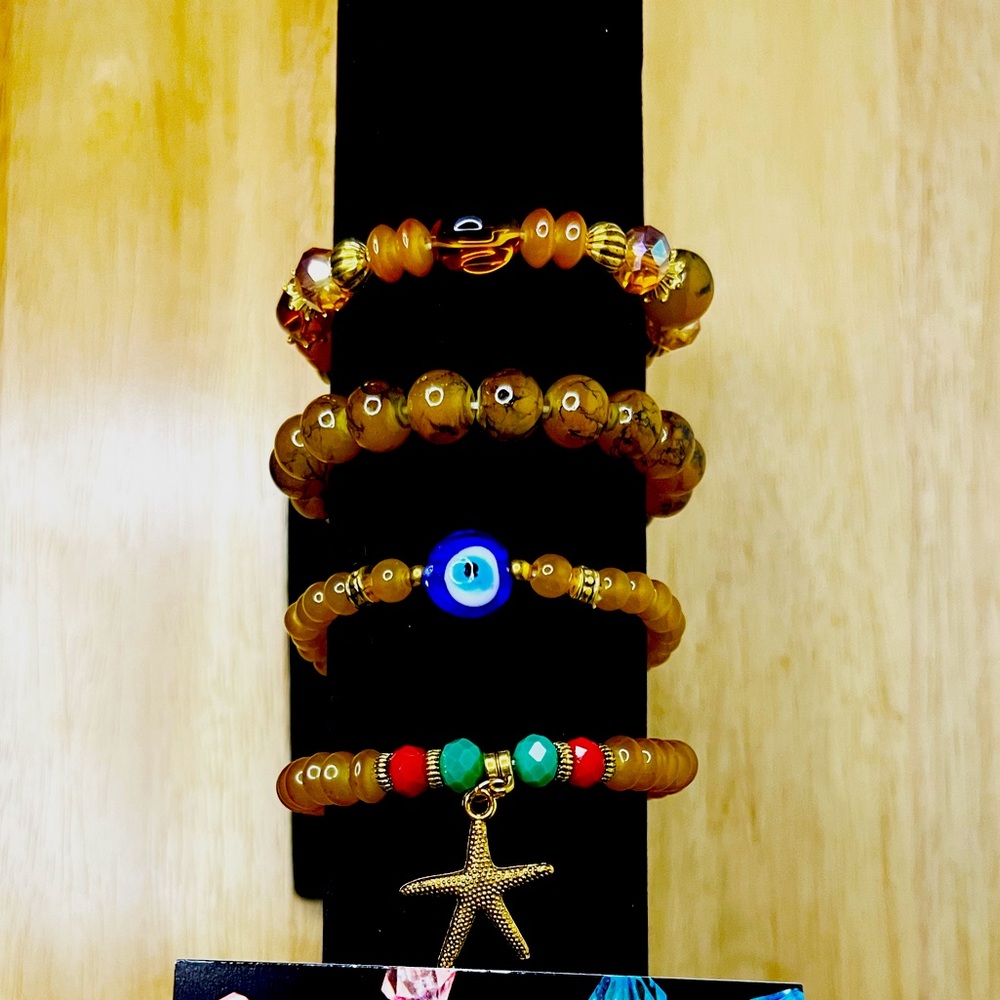 Yellow Beaded set with charms
